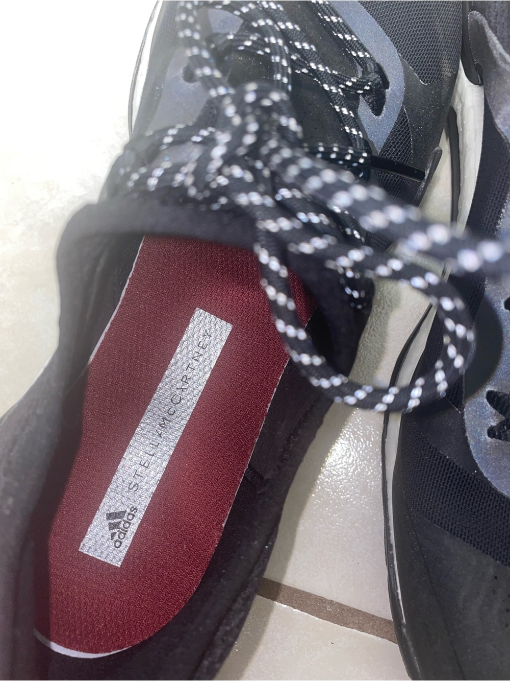 Adidas by Stella McCartney Black Sneakers with Burgundy Insole-Rare find!